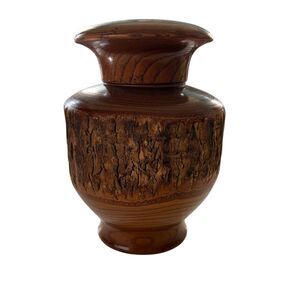 Vintage Natural Wood Raw Bark Japanese Hakone (箱根) Lidded Tea Caddy Jar 7"